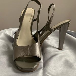 Pewter leather slingback